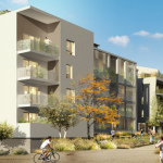 investir-résidence neuve espaces verts passants ciel bleu