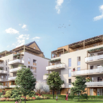 immobilier neuf rumilly- résidence neuve 2 batiments espaces verts ciel bleu