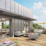 programme immobilier neuf saint julien en genevois- terrasse meublée sol bois ciel bleu