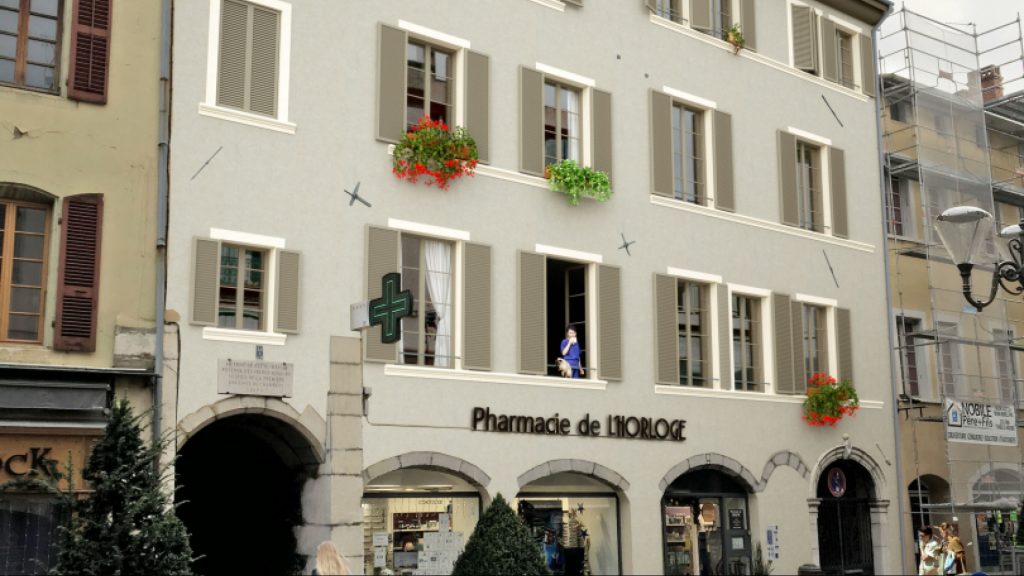 investissement deficit foncier- façade immeuble ancien à Chambéry