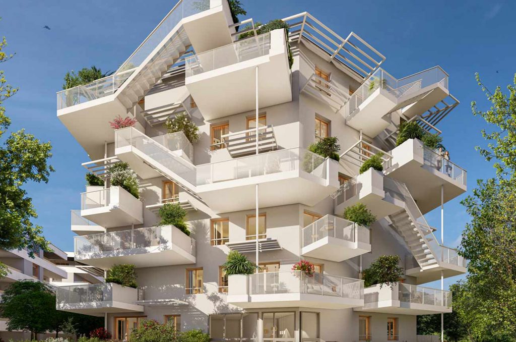 Programme immobilier neuf à Annecy avec une architecture originale et arborée